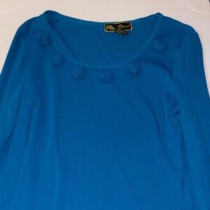 Mirasol Deep Blue Rosette Long Sleeve Tee